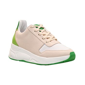 Tenis-Casual-Bege-e-Verde-Solado-Alto-Cadarco-|-Comfort-Tamanho--34---Cor--AVEIA-0